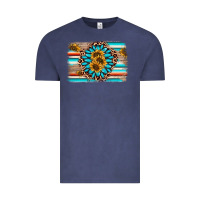 Vintage Denim gemstone sunflower background Vintage Tee - AdoDesignShop