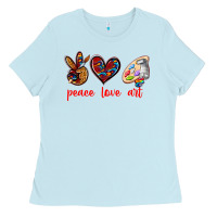 Baby Blue peace love art Ladies Tee - texasbilliewilder