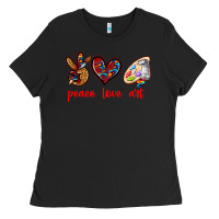 Black peace love art Ladies Tee - texasbilliewilder