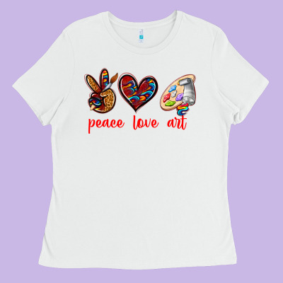 Peace Love Art Ladies Tee Designed By Texasbilliewilder