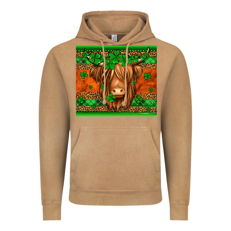 St Patricks Day Long Haired Cow Vintage Hoodie by Jasminsmagicworld | Teevron