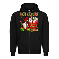 Black christmas gnome hot cocoa Zipper Hoodie - MaliasSmallBusiness