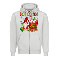 Dove Grey christmas gnome hot cocoa Zipper Hoodie - MaliasSmallBusiness
