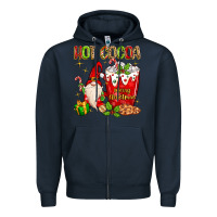 Navy christmas gnome hot cocoa Zipper Hoodie - MaliasSmallBusiness
