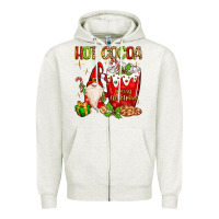 Oatmeal Heather christmas gnome hot cocoa Zipper Hoodie - MaliasSmallBusiness