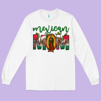 Mexican Mom Our Lady Of Guadalupe Leopard Long Sleeve Tee Designed By Jahusdesignshop