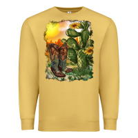 Antique Gold western boots with cactus and desert Premium Sweatshirt - RanaPortraitStore