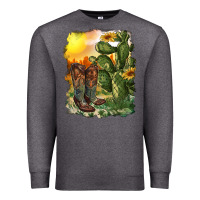Charcoal Heather western boots with cactus and desert Premium Sweatshirt - RanaPortraitStore
