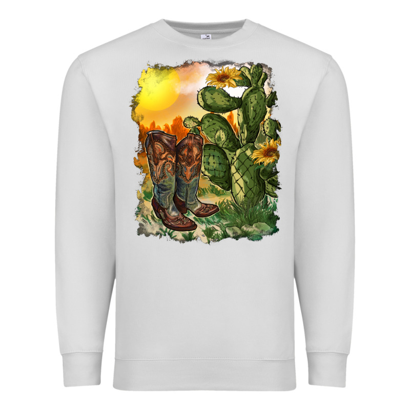 Western Boots With Cactus And Desert Premium Sweatshirt by RanaPortraitStore | Teevron