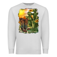 Dove Grey western boots with cactus and desert Premium Sweatshirt - RanaPortraitStore