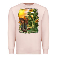 Pale Pink western boots with cactus and desert Premium Sweatshirt - RanaPortraitStore