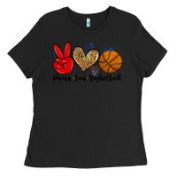 Black peace love basketball Ladies Tee - Zillion Design Studio