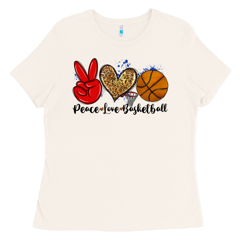 Peace Love Basketball Ladies Tee by Zillion Design Studio | Teevron