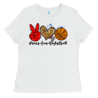 White peace love basketball Ladies Tee - Zillion Design Studio