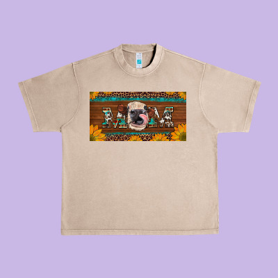 Western Heifer Mom With Sunflowers And Turquoise License Plate Urban Heavy Tee Designed By Artiststas