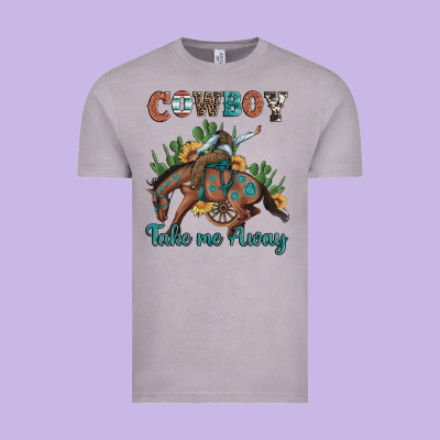 Cowboy Take Me Away Rodeo Vintage Tee Designed By Artiststas