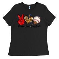 Black peace love baseball Ladies Tee - Zillion Design Studio