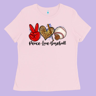 Peace Love Baseball Ladies Tee Designed By Zillion Design Studio