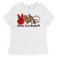 White peace love baseball Ladies Tee - Zillion Design Studio