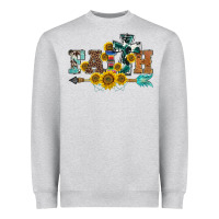 Heather Grey western faith arrow sunflowers Heavyweight Sweatshirt - BarkalooDesign