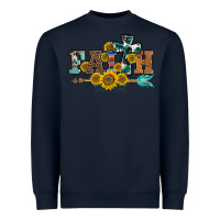 Navy western faith arrow sunflowers Heavyweight Sweatshirt - BarkalooDesign