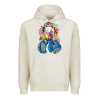 Oatmeal Heather autism awareness with boxing gloves Premium Hoodie - NancyCooperArtShop
