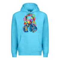 Ocean Blue autism awareness with boxing gloves Premium Hoodie - NancyCooperArtShop