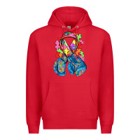 Red autism awareness with boxing gloves Premium Hoodie - NancyCooperArtShop
