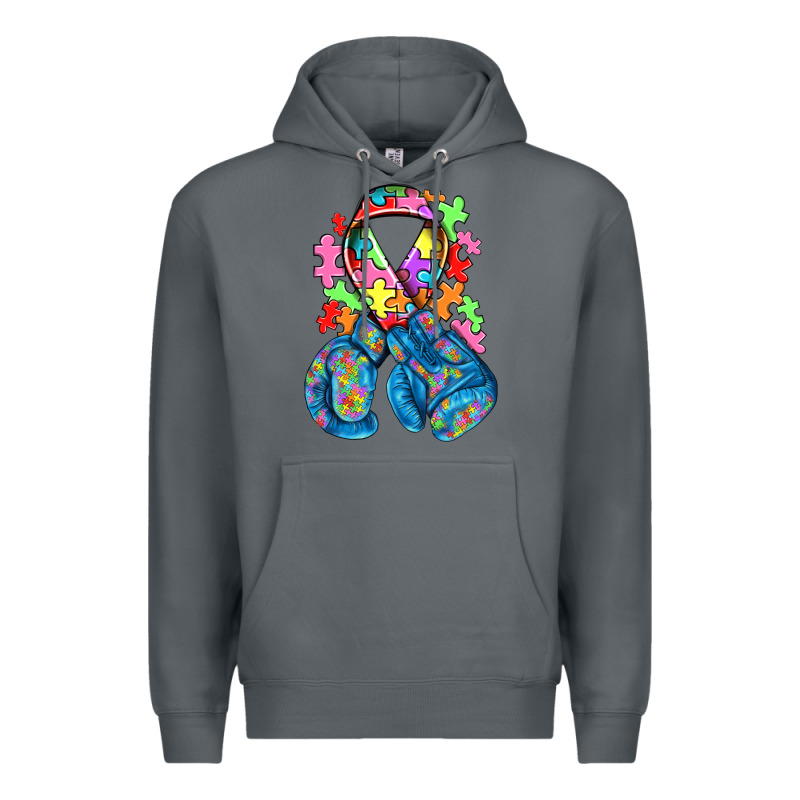 Autism Awareness With Boxing Gloves Premium Hoodie by NancyCooperArtShop | Teevron