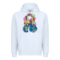 White autism awareness with boxing gloves Premium Hoodie - NancyCooperArtShop