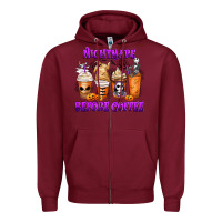 Burgundy Nightmare Before Coffee Cups Zipper Hoodie - MaliasSmallBusiness