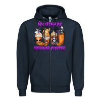 Navy Nightmare Before Coffee Cups Zipper Hoodie - MaliasSmallBusiness