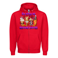 Red Nightmare Before Coffee Cups Zipper Hoodie - MaliasSmallBusiness