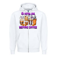 White Nightmare Before Coffee Cups Zipper Hoodie - MaliasSmallBusiness