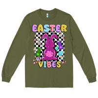 Army Green easter vibes peep faux sequin Long Sleeve Tee - MaliasSmallBusiness