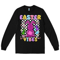 Black easter vibes peep faux sequin Long Sleeve Tee - MaliasSmallBusiness