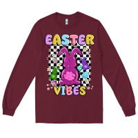 Burgundy easter vibes peep faux sequin Long Sleeve Tee - MaliasSmallBusiness