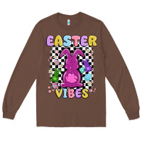 Chestnut easter vibes peep faux sequin Long Sleeve Tee - MaliasSmallBusiness