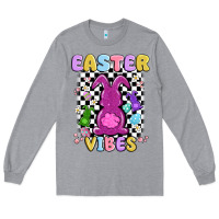 Heather Grey easter vibes peep faux sequin Long Sleeve Tee - MaliasSmallBusiness