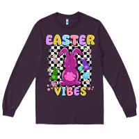 Plum easter vibes peep faux sequin Long Sleeve Tee - MaliasSmallBusiness