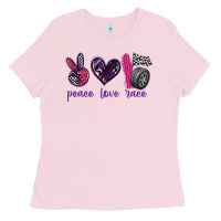 Bubblegum Pink peace love race Ladies Tee - texasbilliewilder
