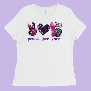 Peace Love Race Ladies Tee Designed By Texasbilliewilder