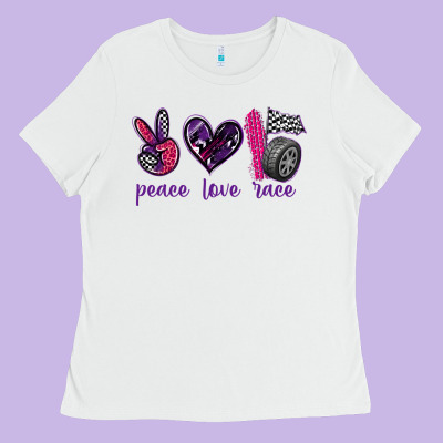 Peace Love Race Ladies Tee Designed By Texasbilliewilder