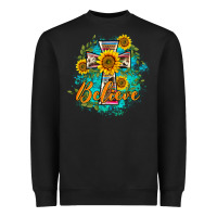 Black western belive sunflowers cross Heavyweight Sweatshirt - BarkalooDesign