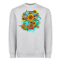 Heather Grey western belive sunflowers cross Heavyweight Sweatshirt - BarkalooDesign