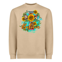 Western Belive Sunflowers Cross Heavyweight Sweatshirt | Teevron