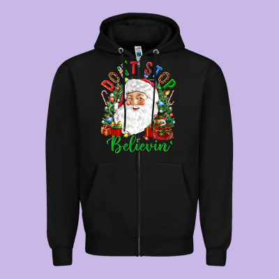Don't Stop Believin' Zipper Hoodie Designed By Nancycooperartshop