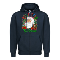 Navy Don't stop believin' Zipper Hoodie - NancyCooperArtShop
