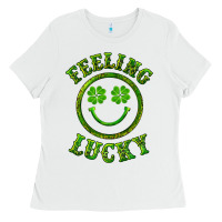 White feeling lucky with leopard Ladies Tee - RanaPortraitStore