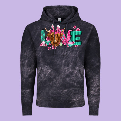 Love Easter Floral Longhaired Cow Vintage Hoodie Designed By Jasminsmagicworld